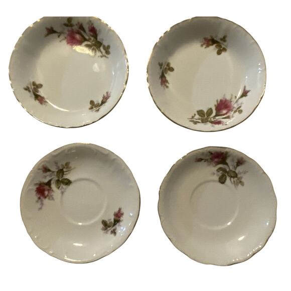 New Royal Rose Fine China 5 1/2" Berry Bowls, Set of 2 & 5 1/2" Saucers Set of 2 - Picture 2 of 12